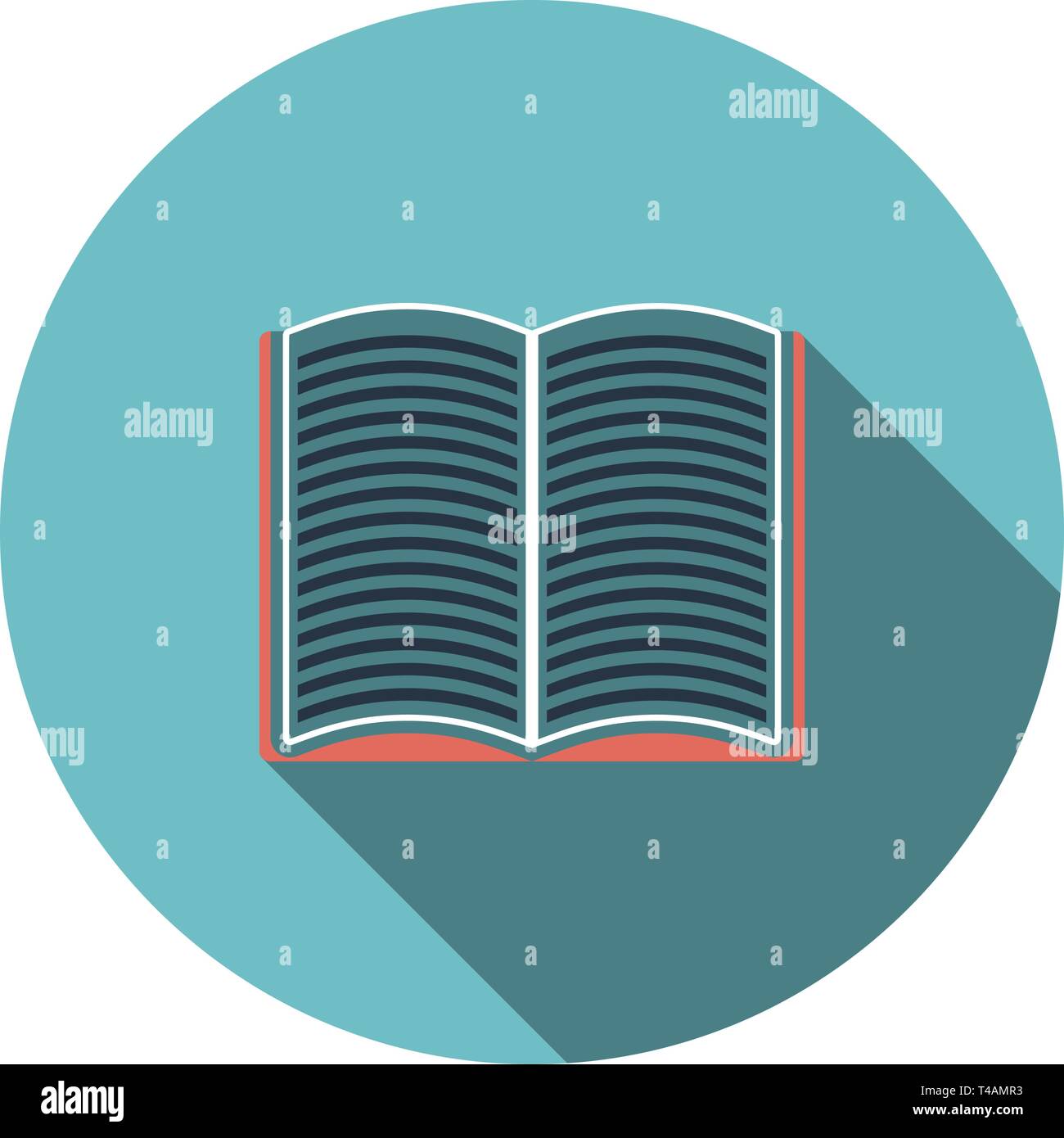 Open book icon. Flat Design Circle With Long Shadow. Vector Illustration. Stock Vector