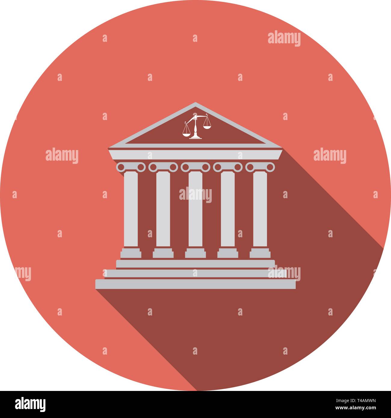 Courthouse icon. Flat Design Circle With Long Shadow. Vector ...