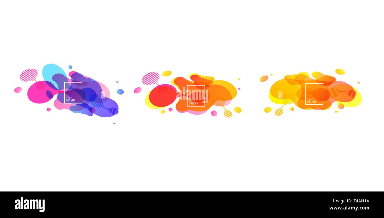 Abstract geometric shapes. Liquid gradient banners isolated on white background. Fluid vector background. Gradient geometric banners with flowing Stock Vector