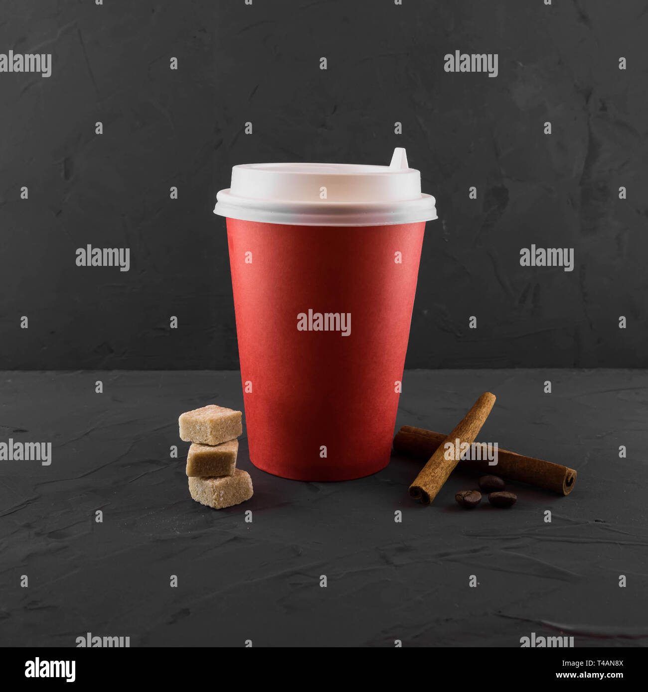 Red paper coffee Cup with you. Dark background Stock Photo Alamy