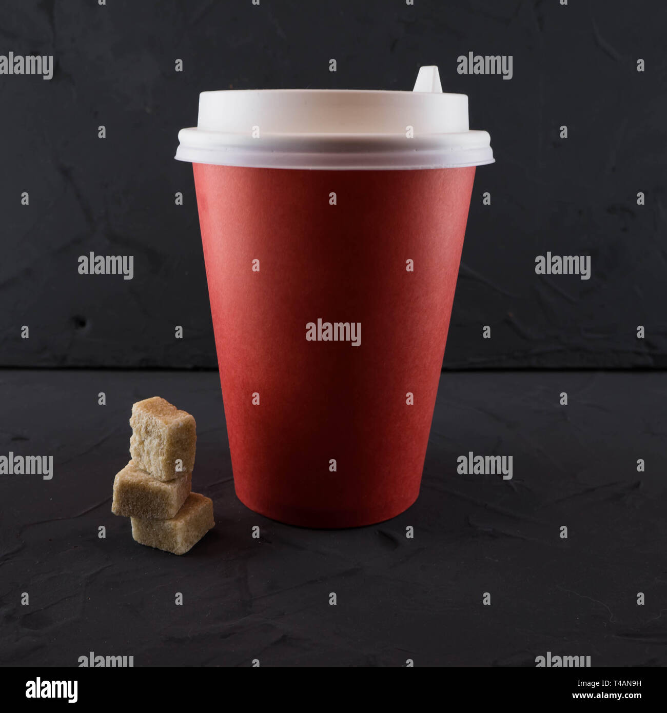 Red paper coffee Cup with you. Dark background Stock Photo Alamy