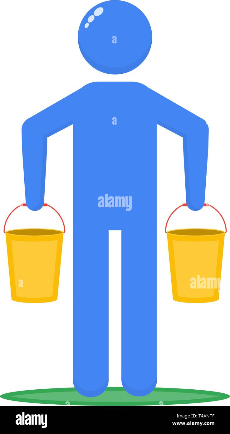 Man carrying buckets flat vector icon, worker vector illustration Stock ...