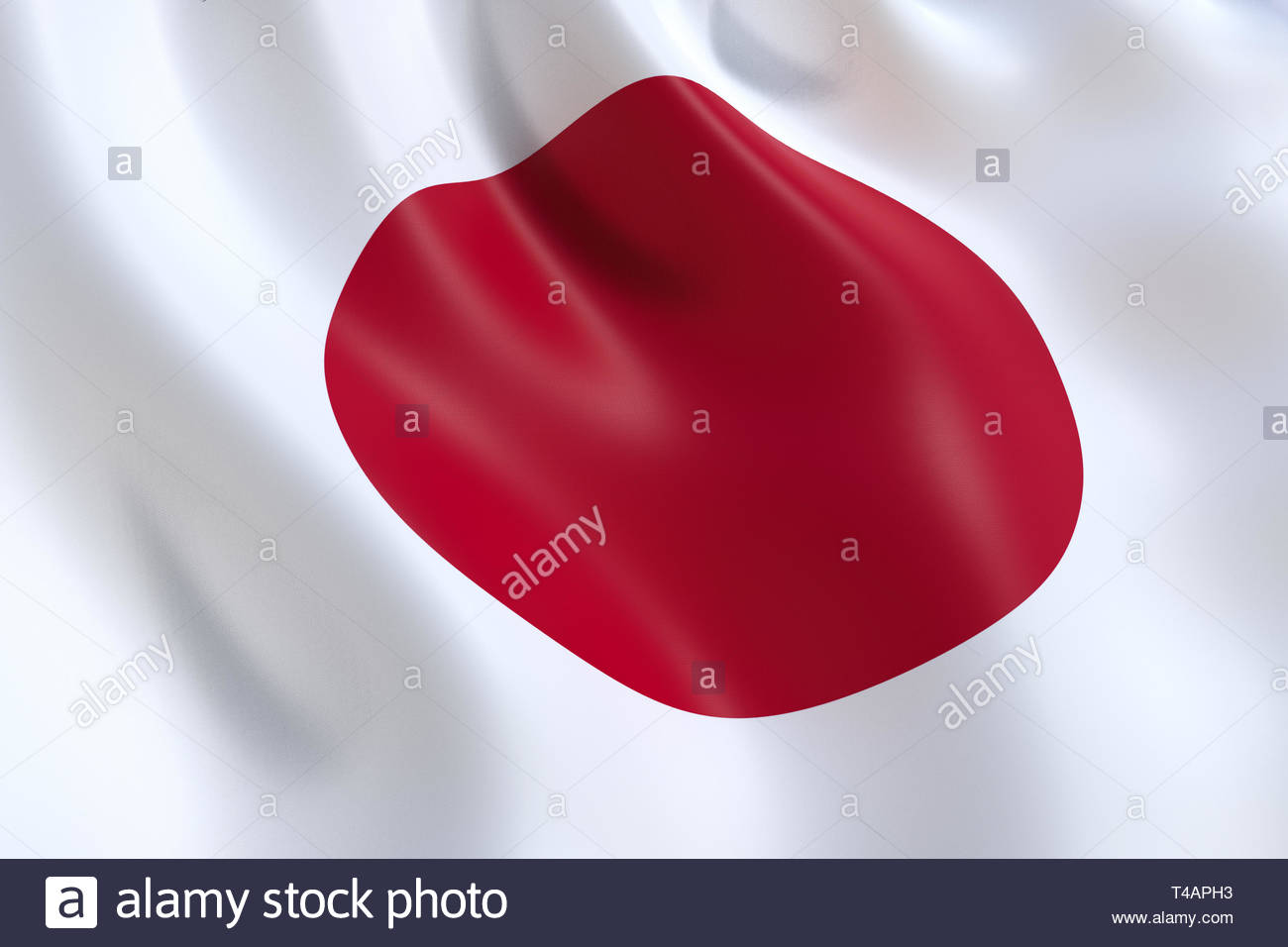 Japan Flag Waving In The Wind The Red Disc On White