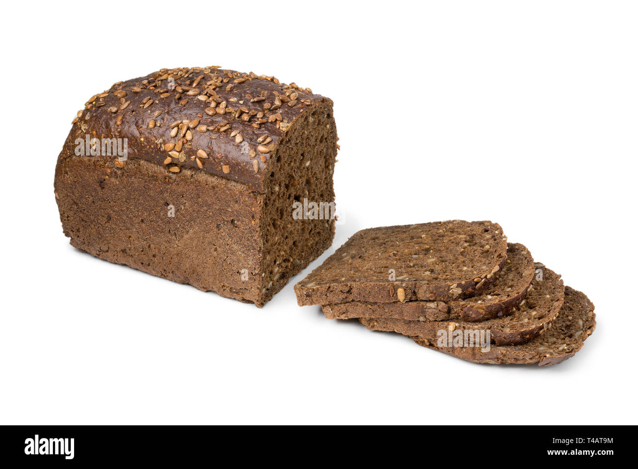 Multi grain bread and slices isolated on white background Stock Photo