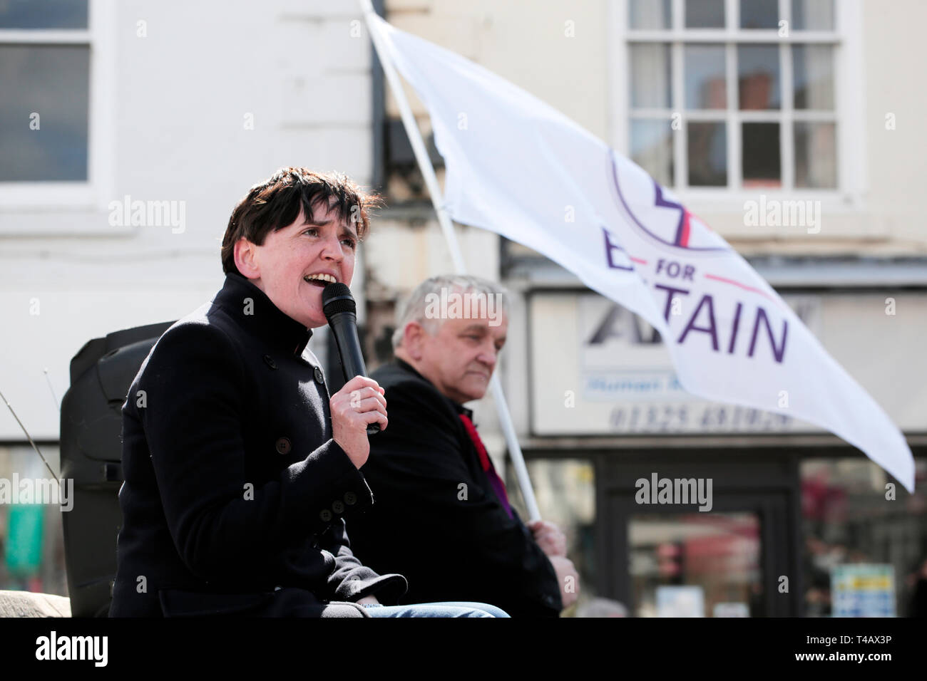 For Britain leader Anne Marie Waters campaigns at a rally in Darlington, County Durham, UK. Stock Photo