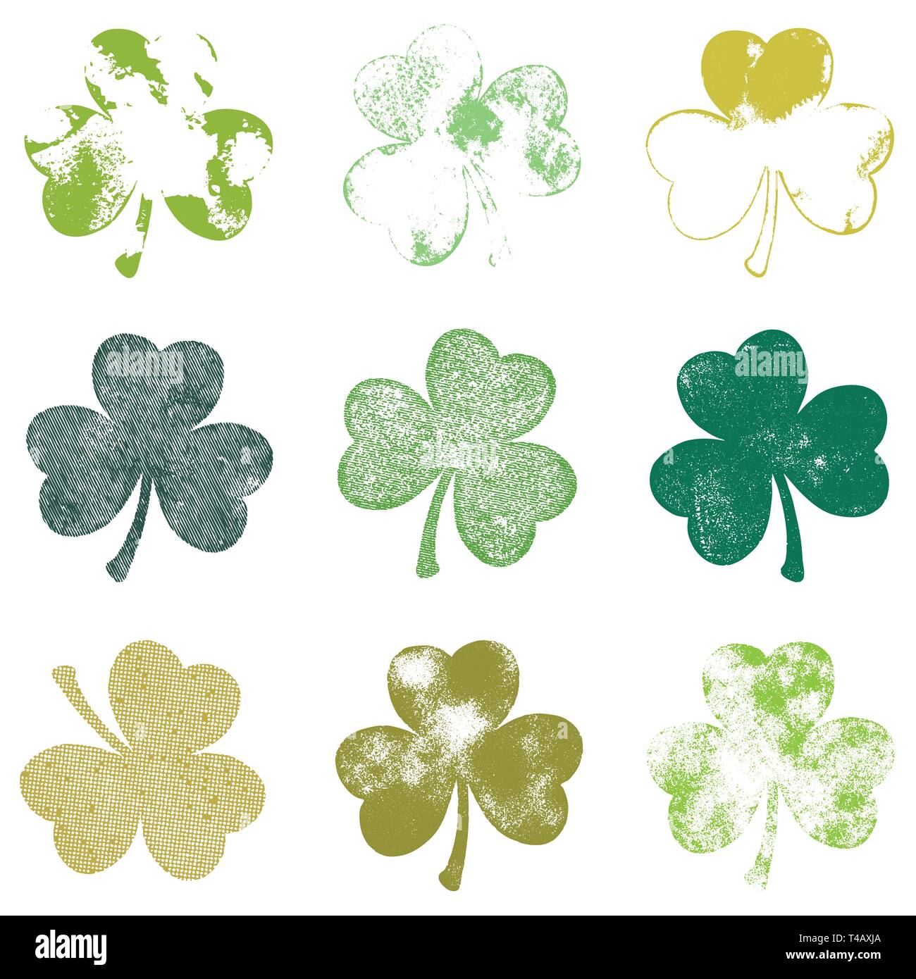 Clover Leaf Grunge Set Stock Vector Image & Art - Alamy