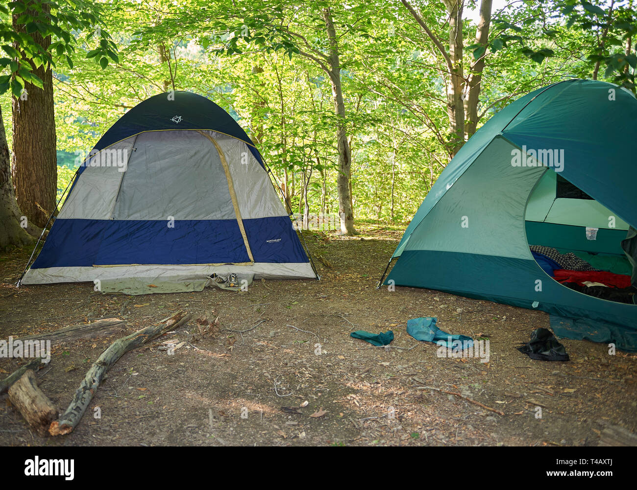 two portable tents setup for sleeping shelter Stock Photo Alamy