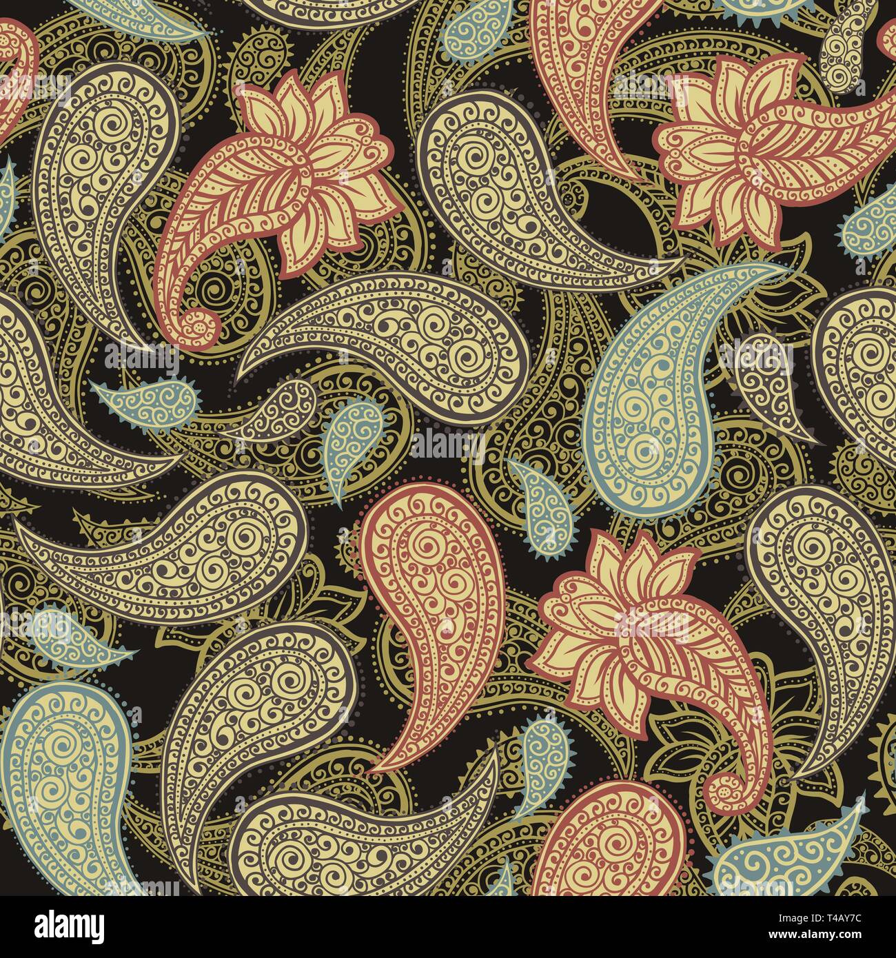 Magical Traditional Paisleys Seamless - Magical Traditional Paisleys Seamless Pattern For Design Or Fabric Textile Printing T4AY7C 