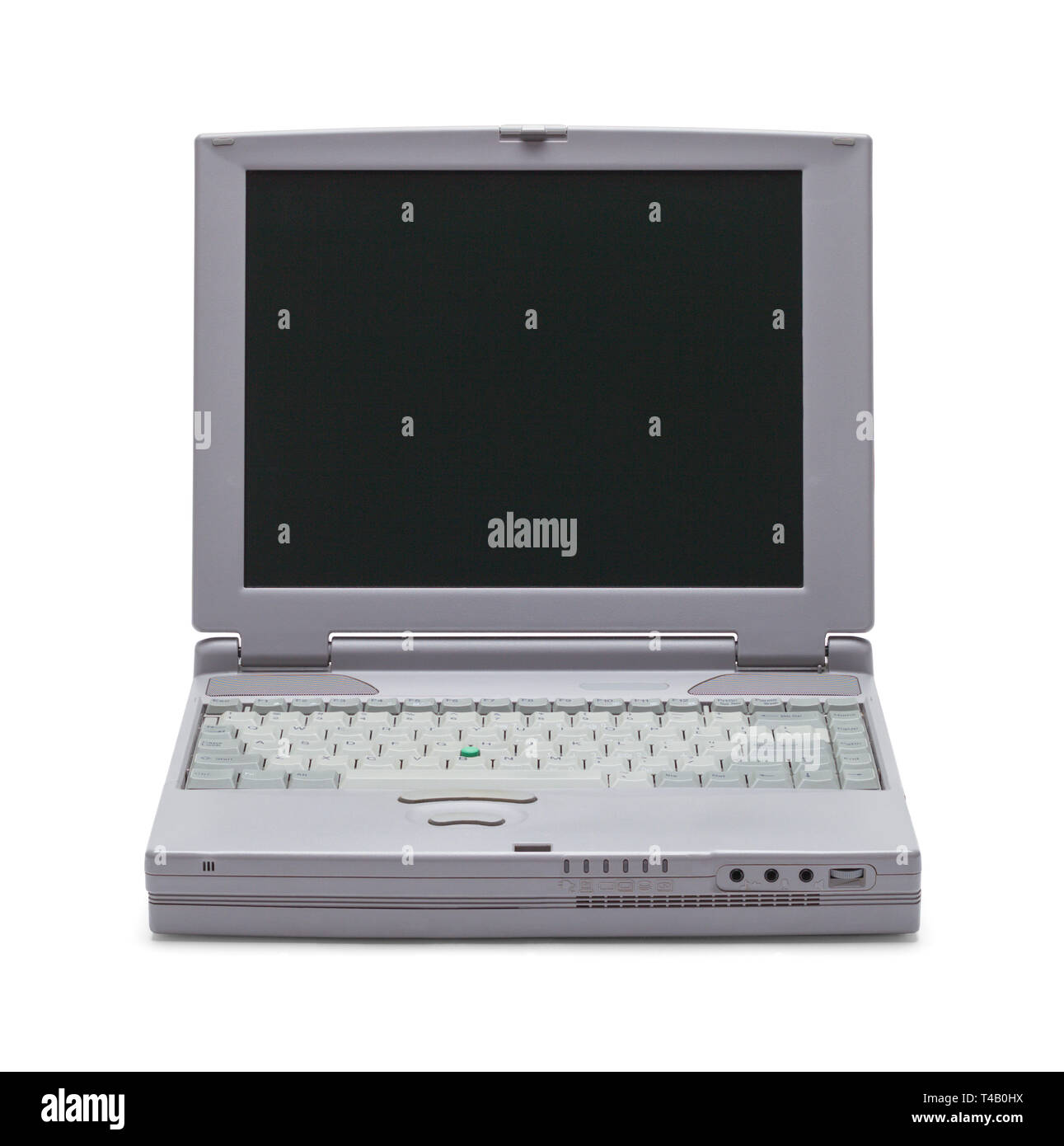 Retro Vintage Laptop Computer Isolated on White Background. Stock Photo