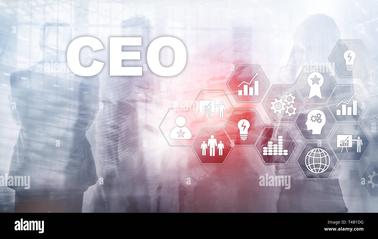 CEO business concept. Chief Executive Officer. Financial background mixed media. Stock Photo