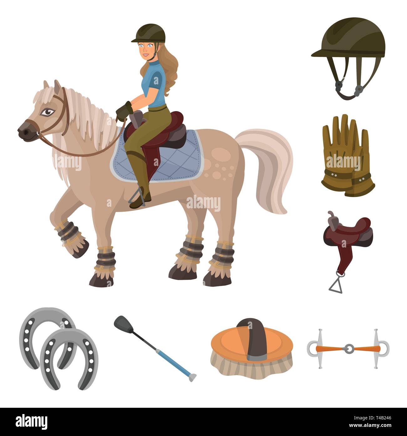 Vector Illustration Of Horseback And Equestrian Symbol. Set Of ...