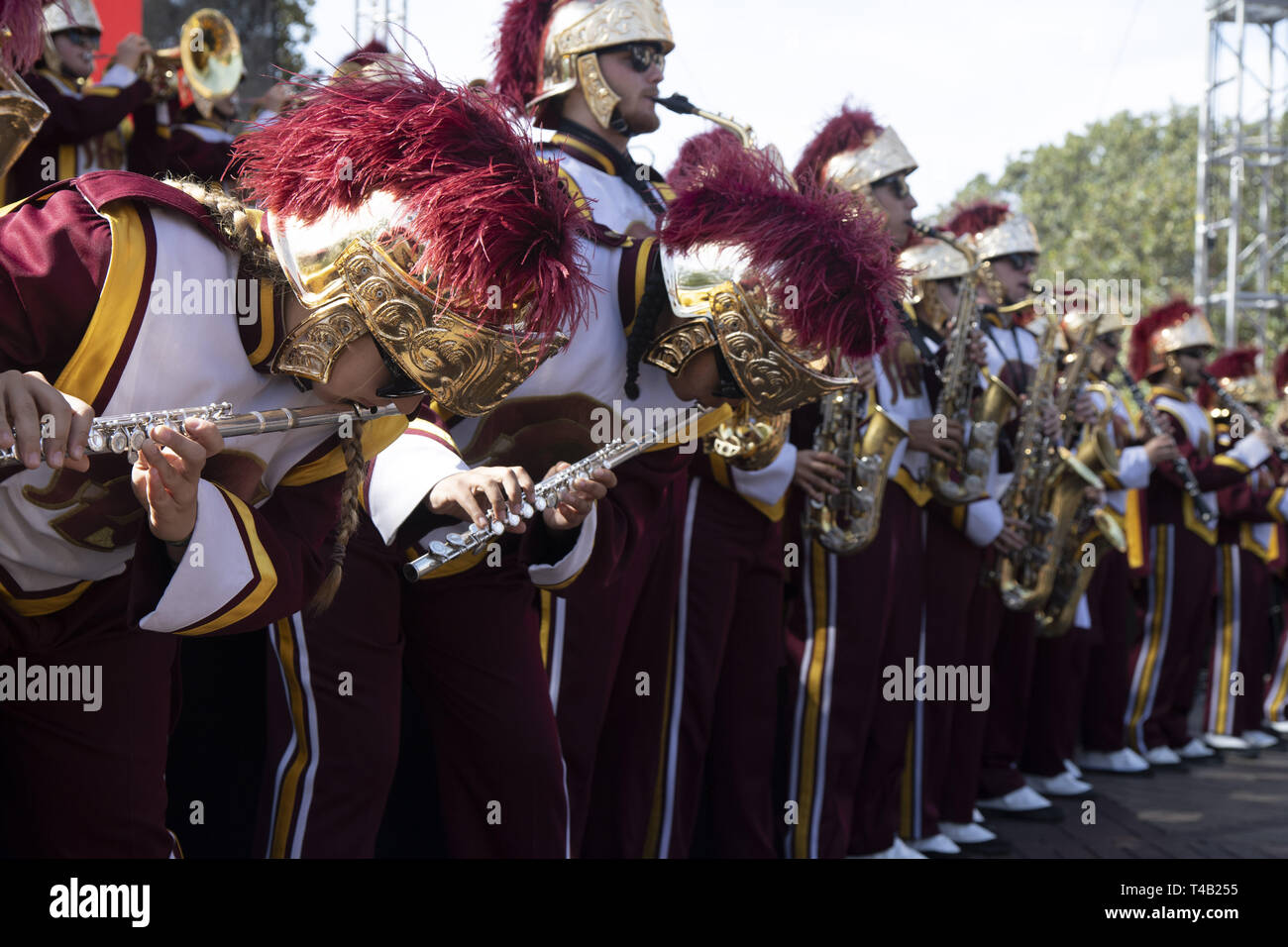 April 14, 2019 - Los Angeles, CA, U.S - USC Marching Band opens the Los Angeles Times Festival of Books held at the USC Campus in Los Angeles, California on Sunday, April 14, 2019 (Credit Image: © Dave Safley/ZUMA Wire) Stock Photo