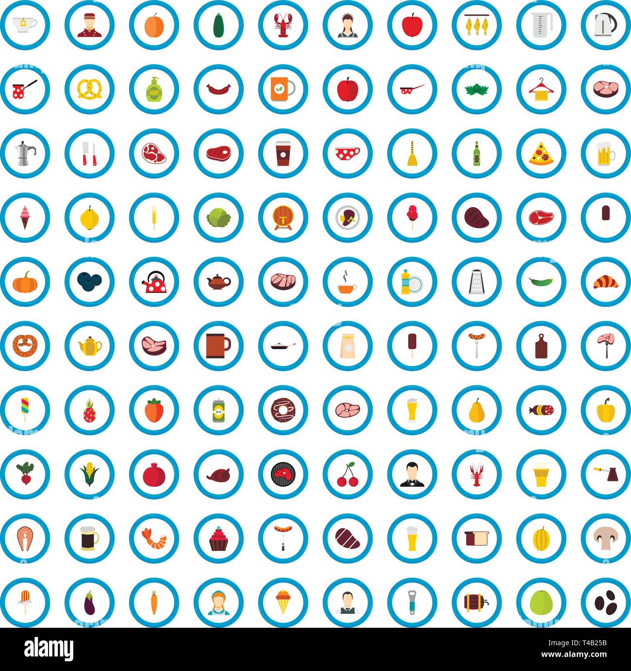 100 tavern product icons set, flat style Stock Vector Image & Art - Alamy
