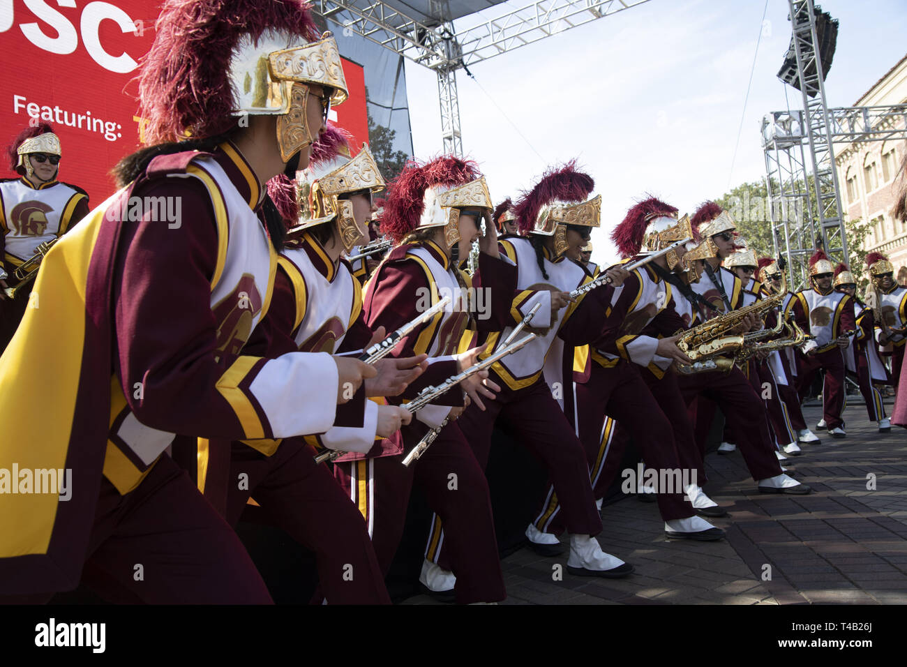 April 14, 2019 - Los Angeles, CA, U.S - USC Marching Band opens the Los Angeles Times Festival of Books held at the USC Campus in Los Angeles, California on Sunday, April 14, 2019 (Credit Image: © Dave Safley/ZUMA Wire) Stock Photo