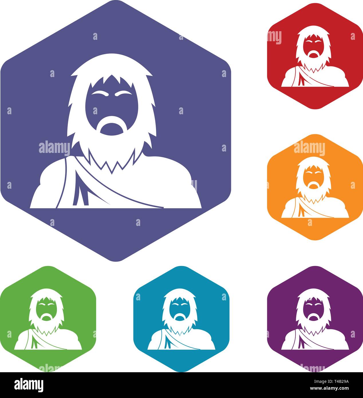 Neanderthal icons vector hexahedron Stock Vector