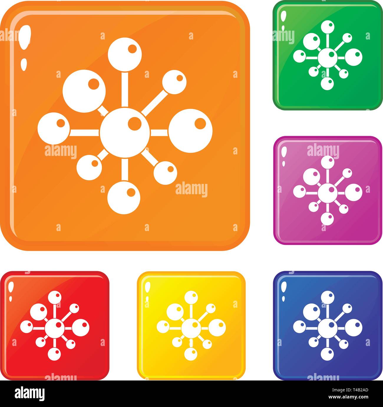 Chemical and physical molecules icons set vector color Stock Vector ...