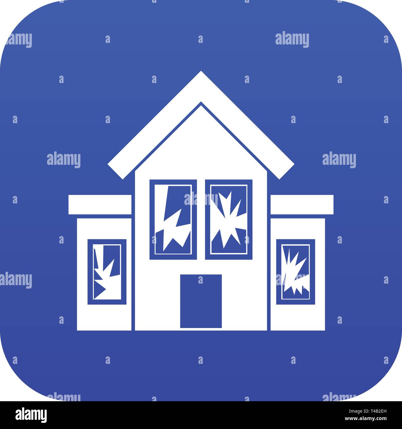 House with broken windows icon digital blue Stock Vector