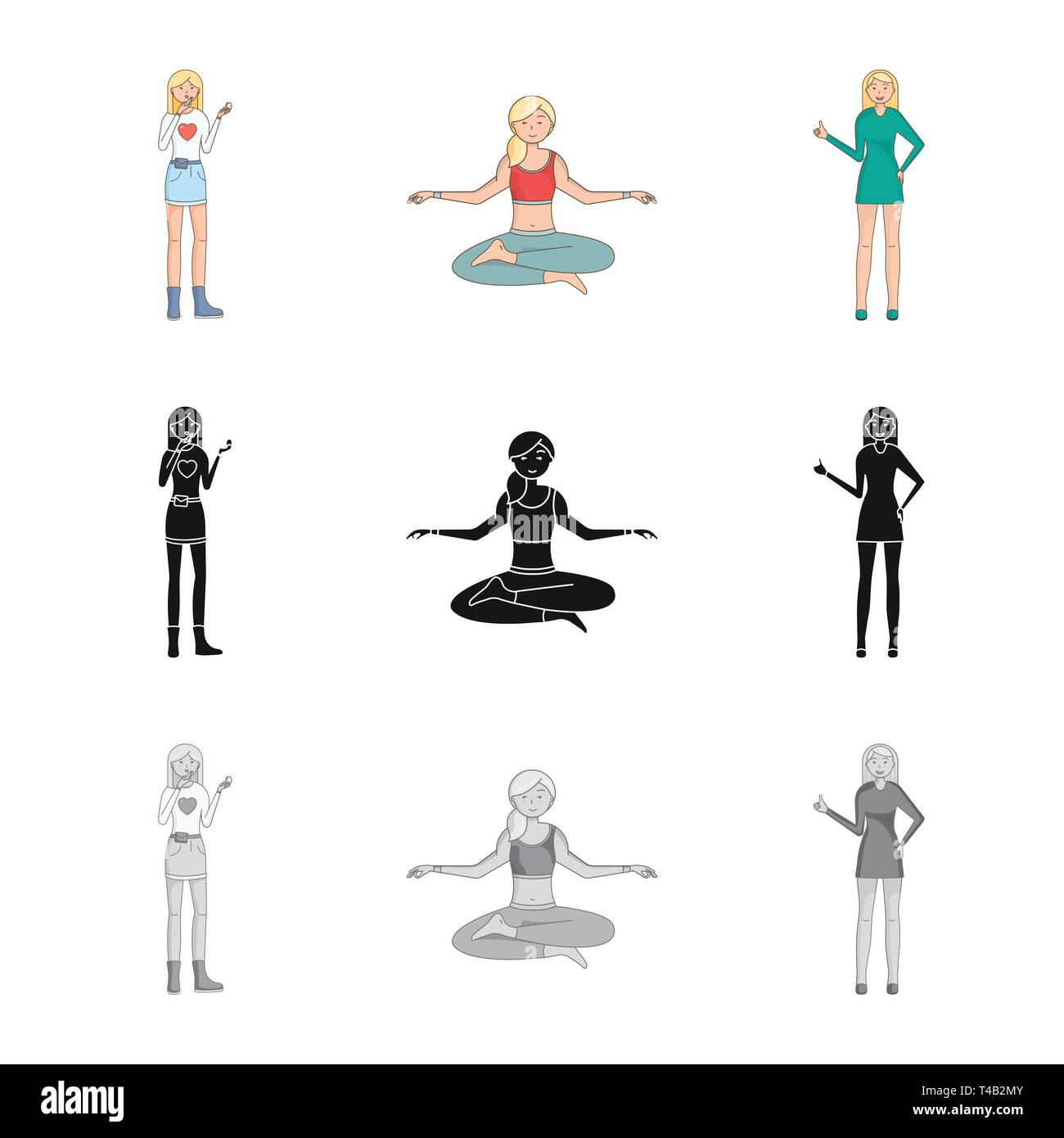 Isolated object of posture and mood icon. Collection of posture and ...