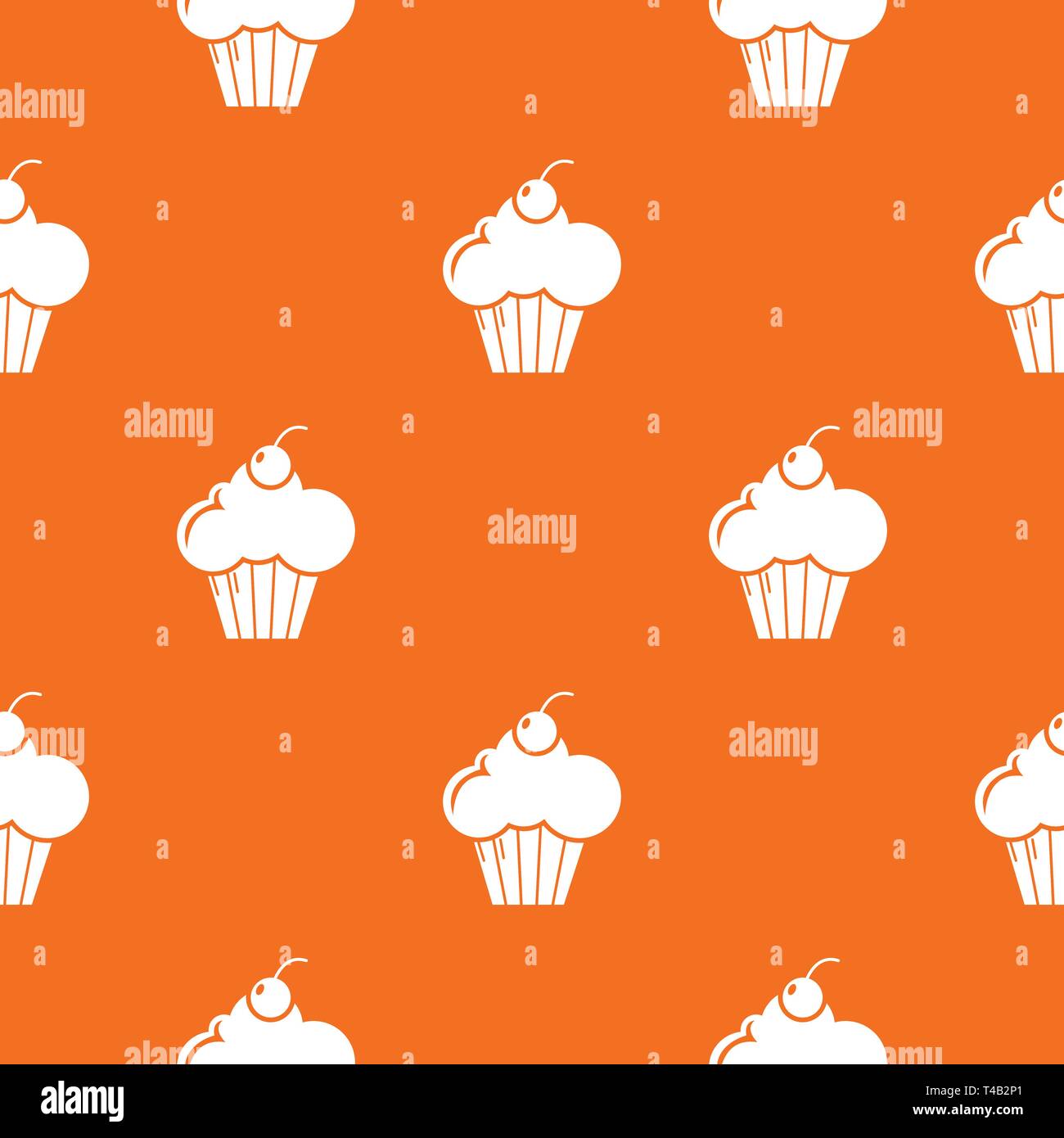 Sweet cupcake pattern vector orange Stock Vector