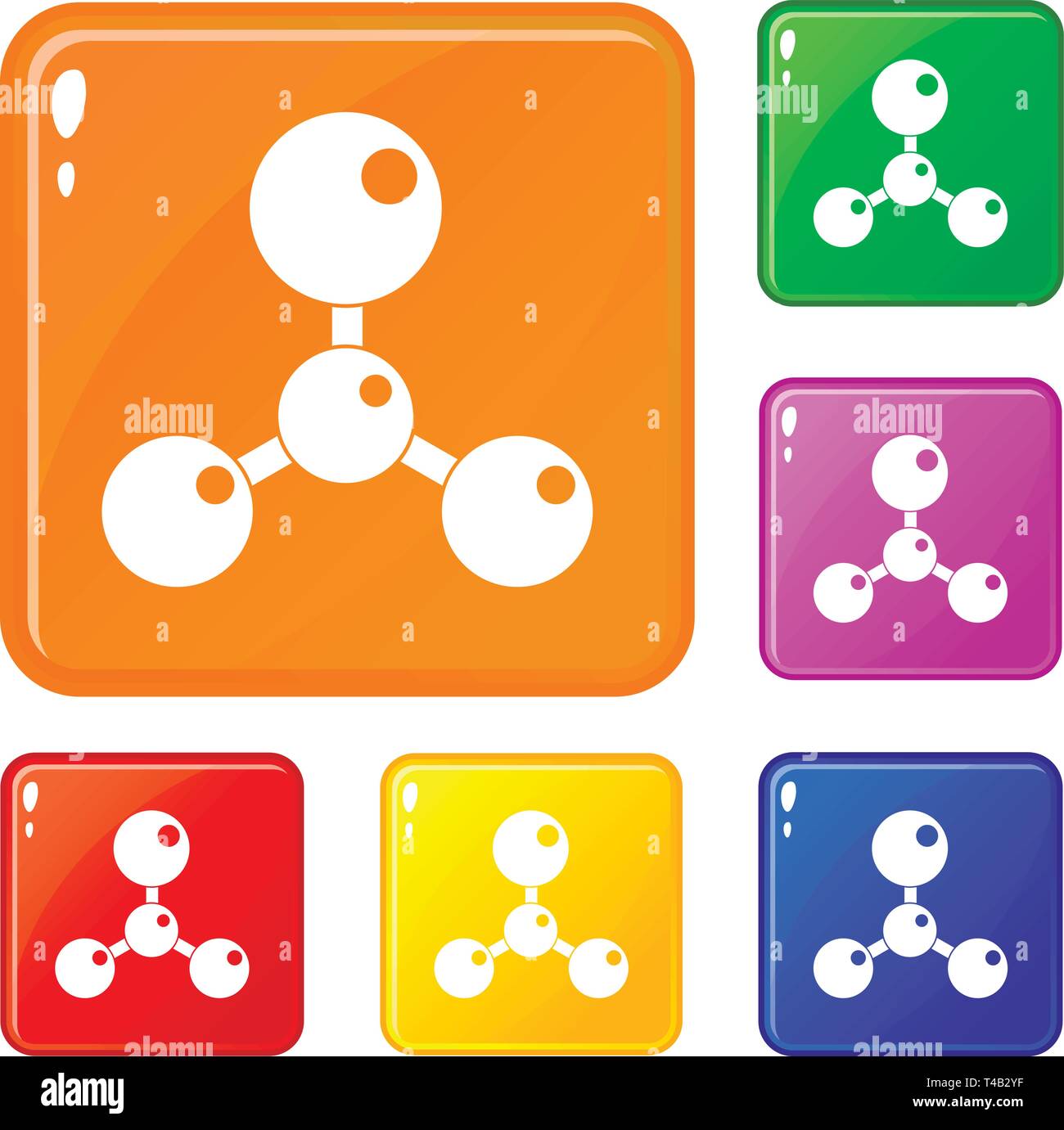 Chemical and physical molecules icons set vector color Stock Vector ...