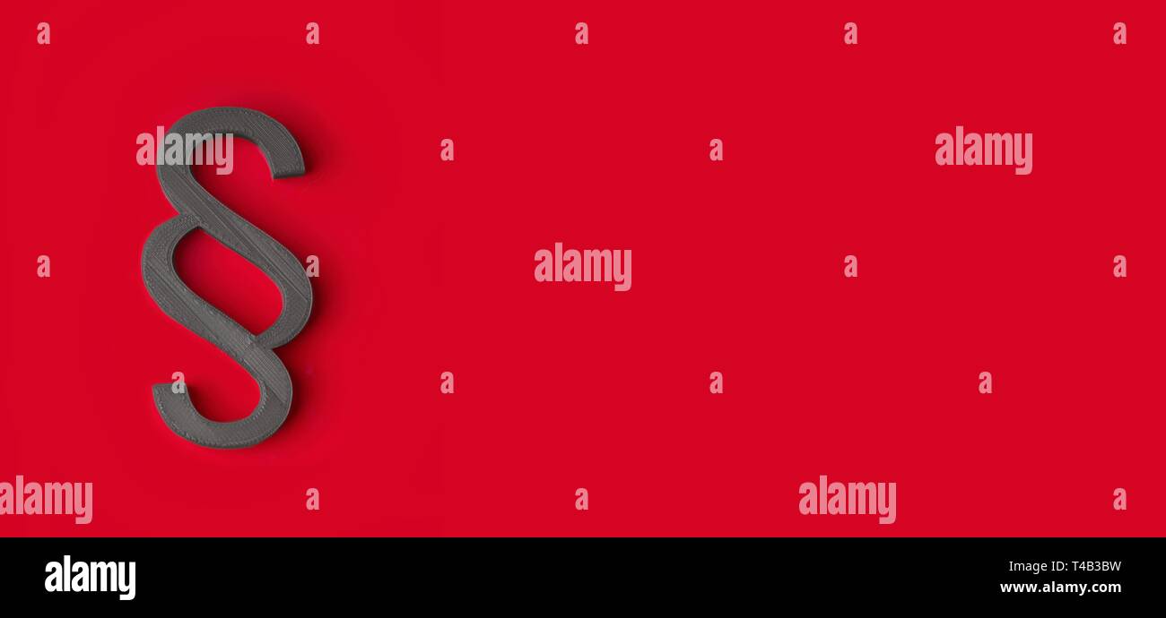 Paragraph symbol on red plate background with copy space. Stock Photo