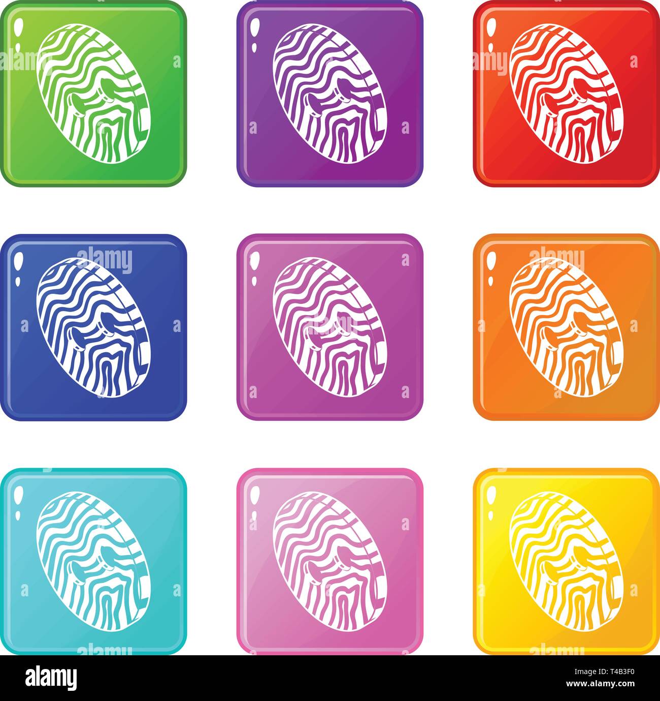 Abstract linear clothes button icons set 9 color collection Stock Vector