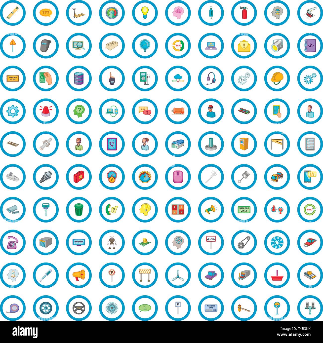 100 technical support icons set, cartoon style Stock Vector Image & Art ...