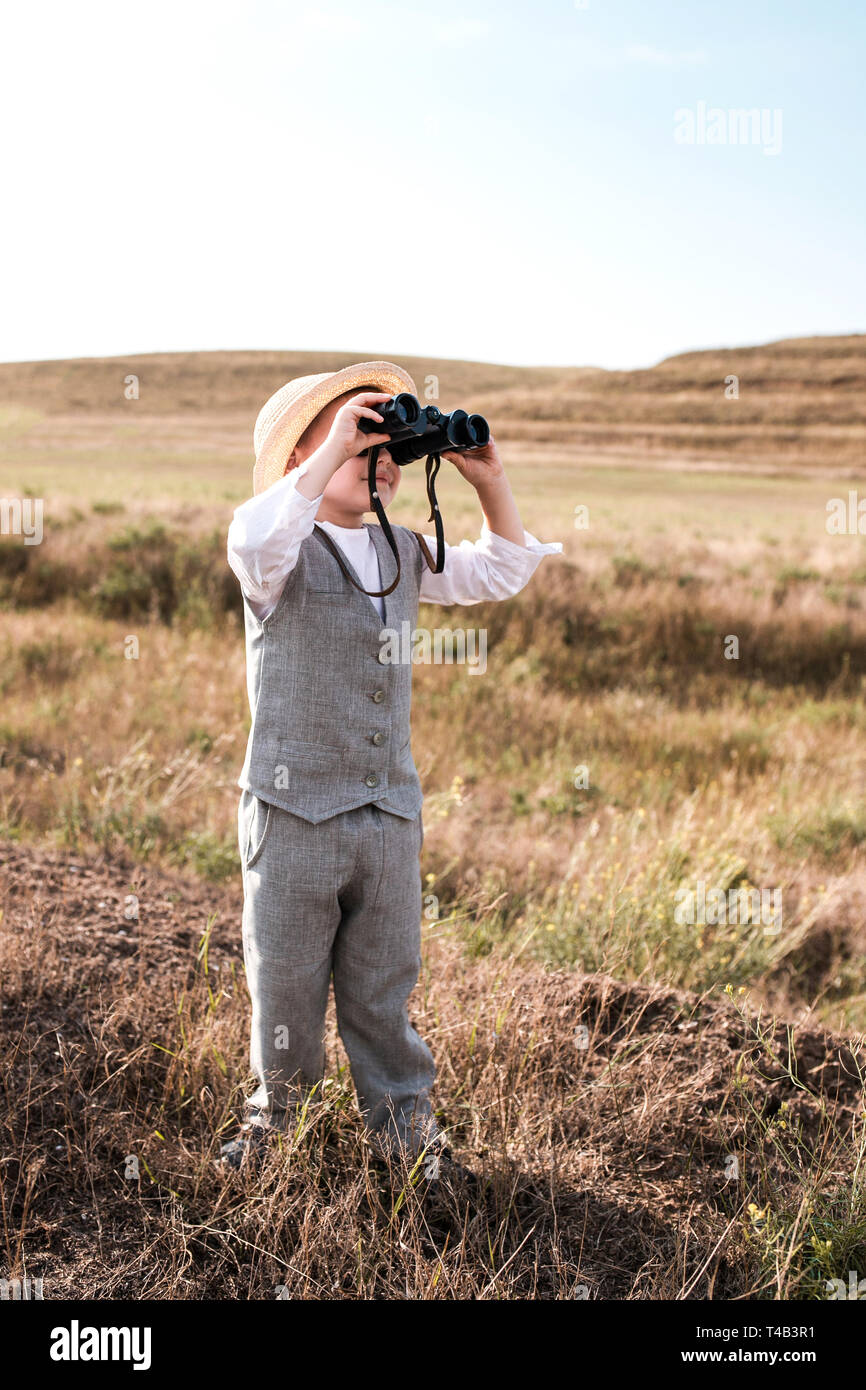 Portrait of young nature explorer in retro style Stock Photo Alamy