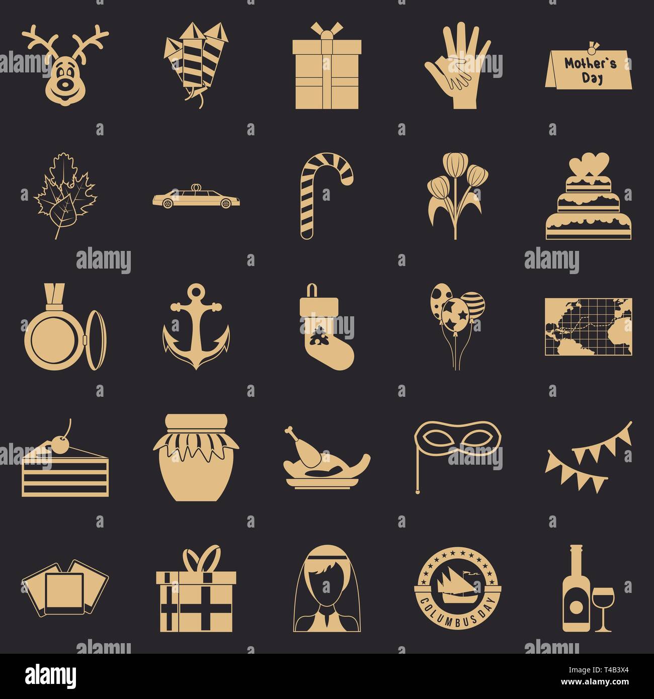 Festive icons set, simple style Stock Vector Image & Art - Alamy