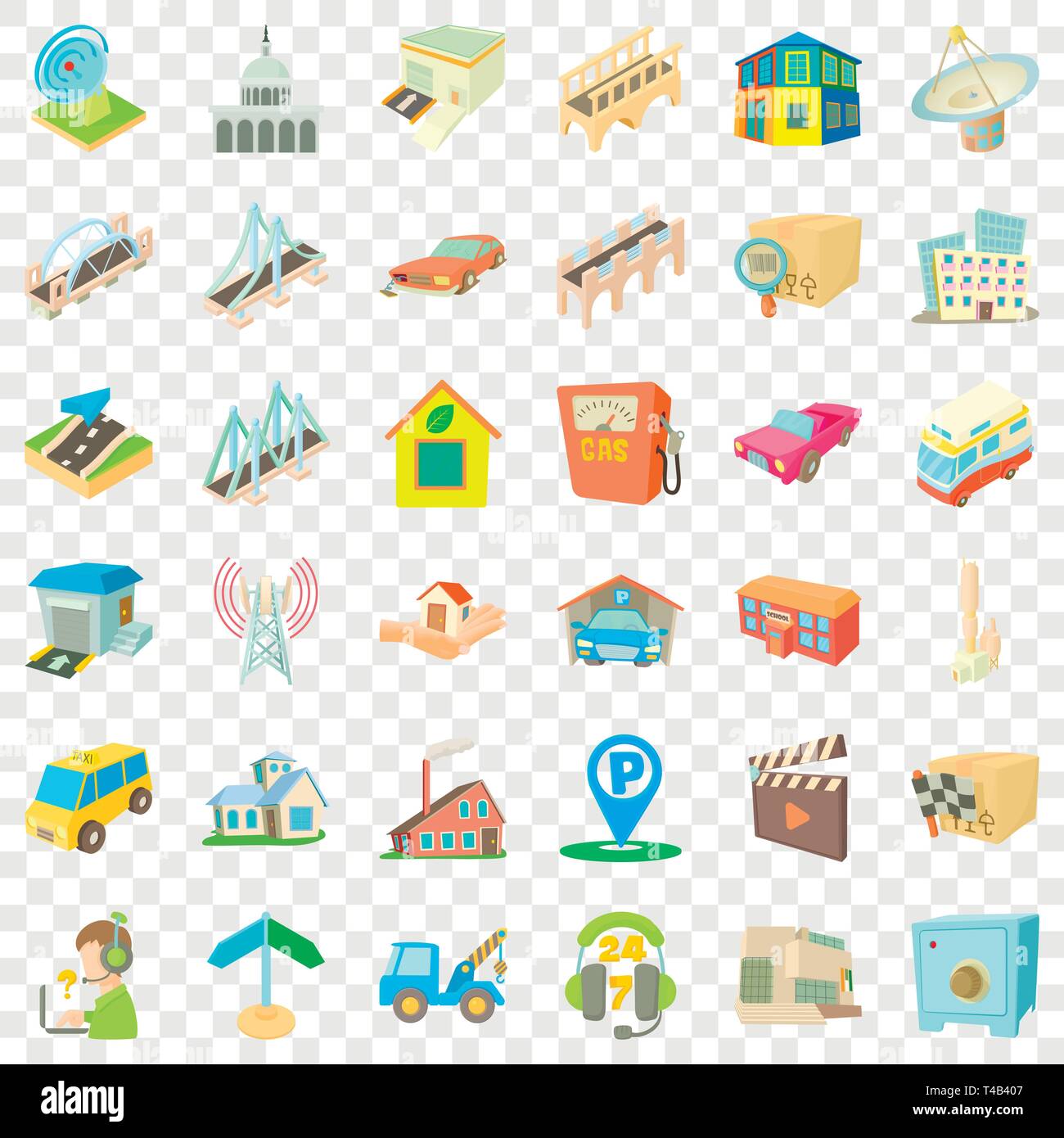 City place icons set, cartoon style Stock Vector Image & Art - Alamy