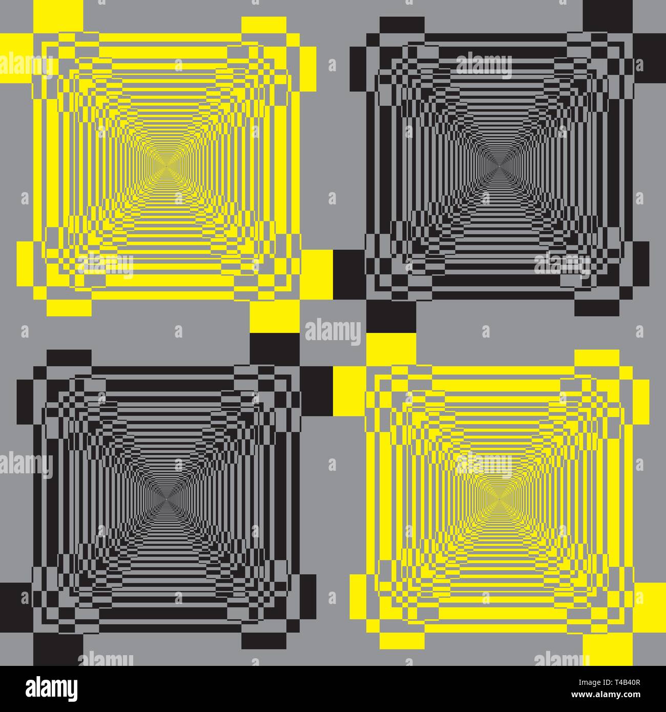 black yellow abstract multiple stairs infinite pyramid perspective on gray background graphic design Stock Vector