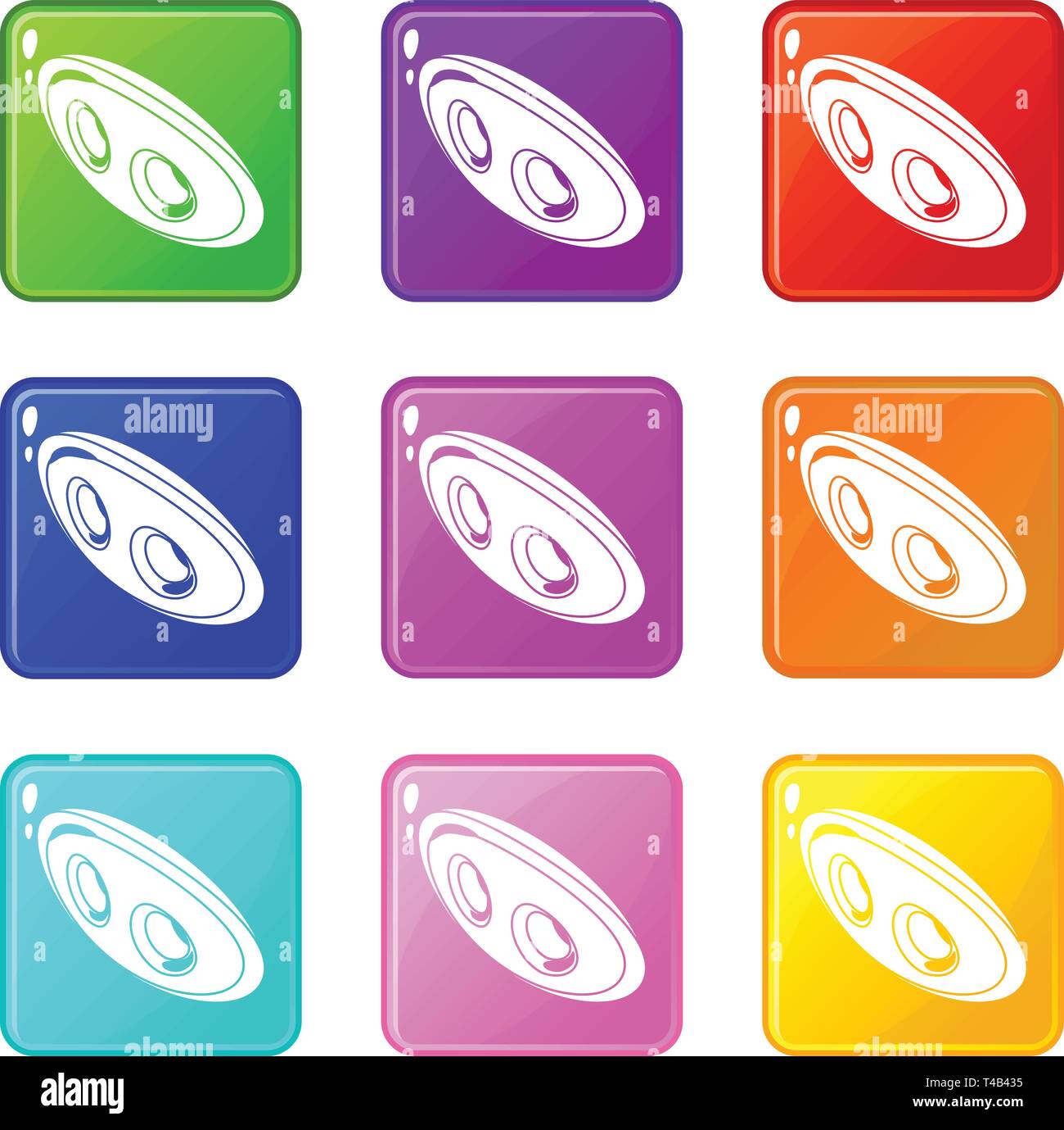 Oval clothes button icons set 9 color collection Stock Vector