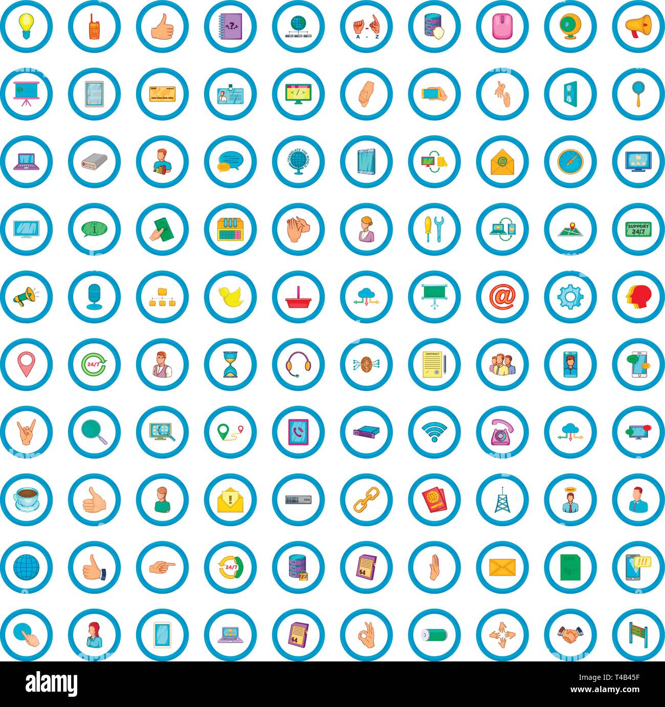 100 telecommunication icons set, cartoon style Stock Vector Image & Art ...
