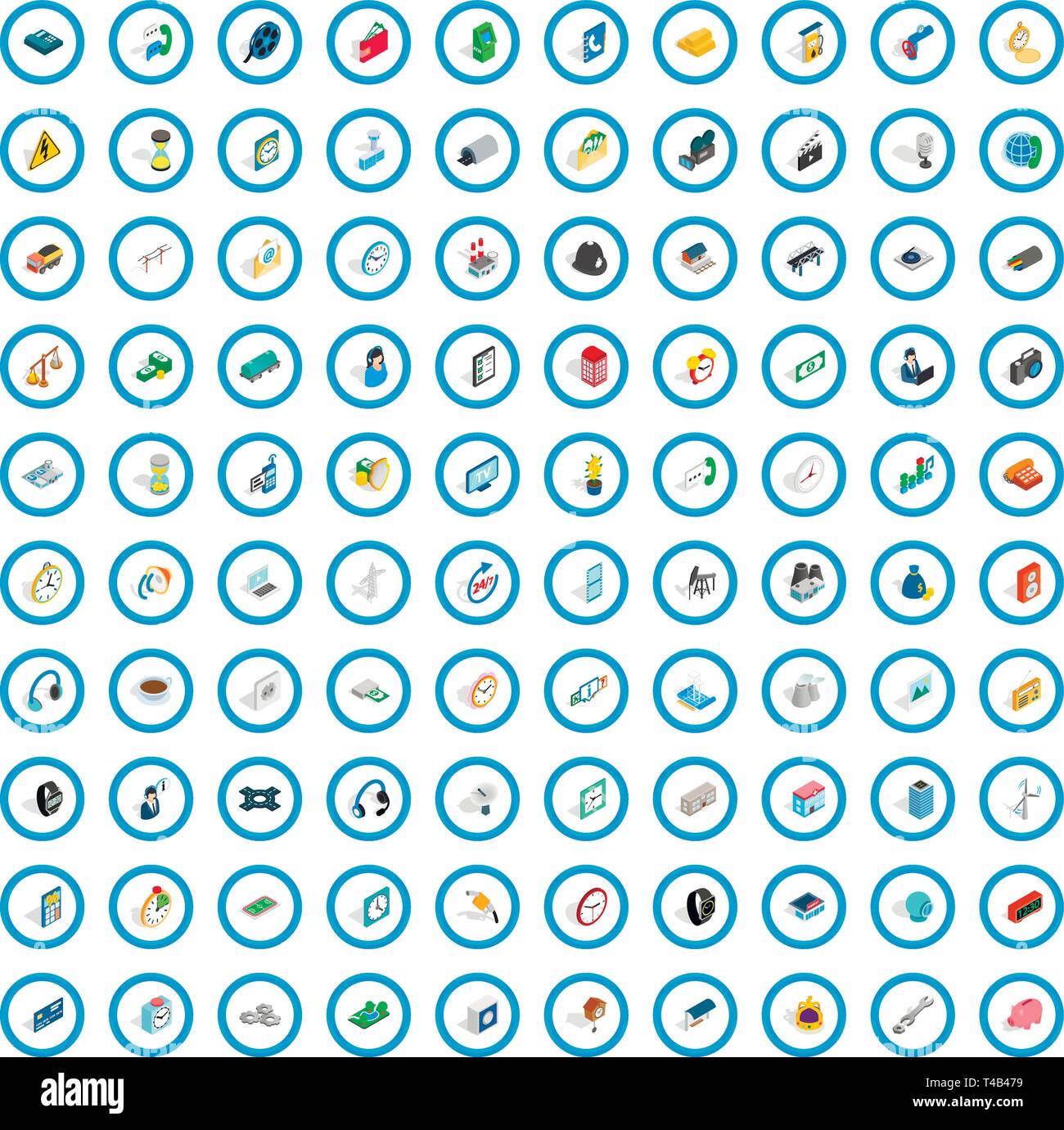 100 telephone icons set, isometric 3d style Stock Vector Image & Art ...