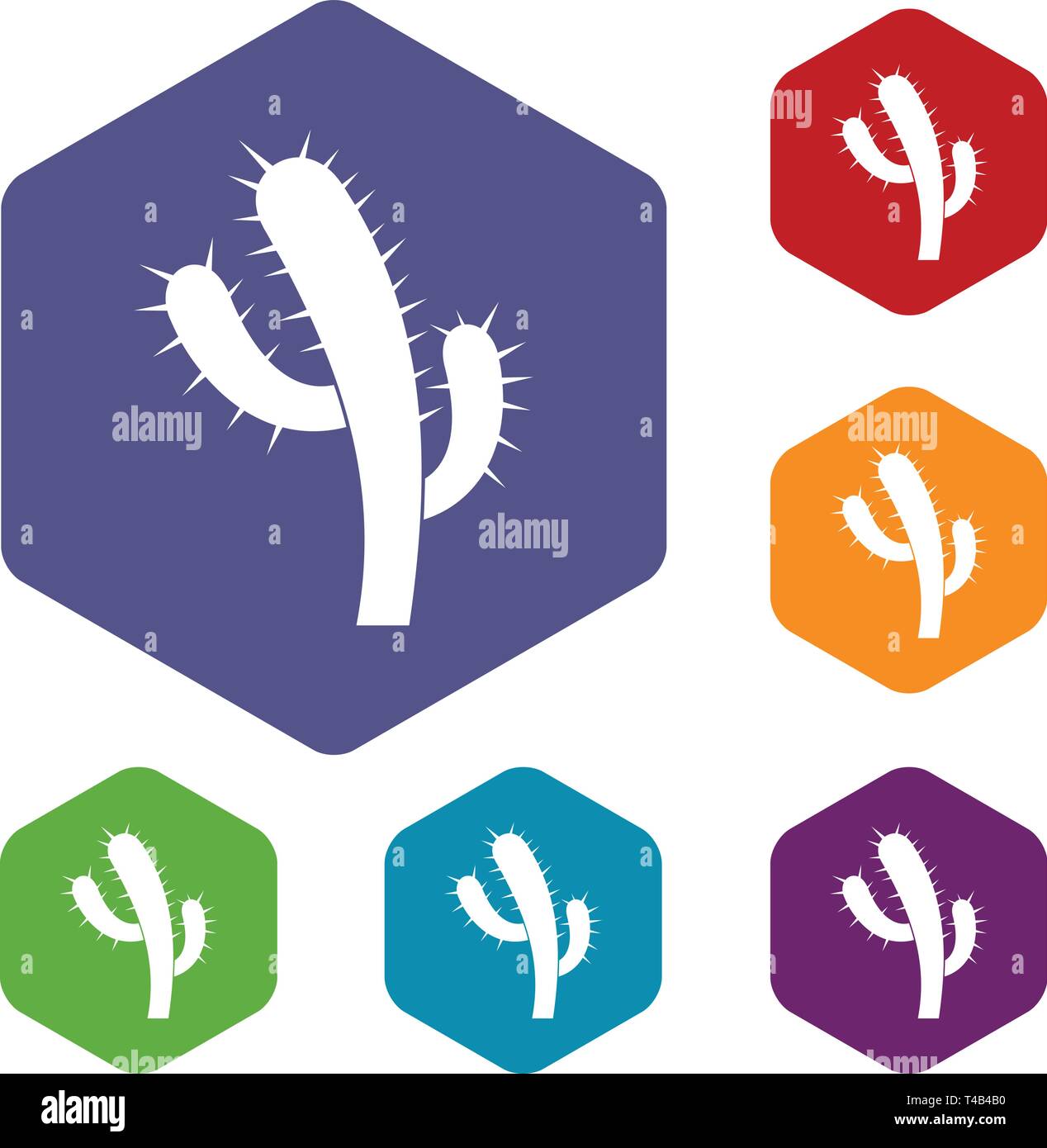 Cactus icons vector hexahedron Stock Vector