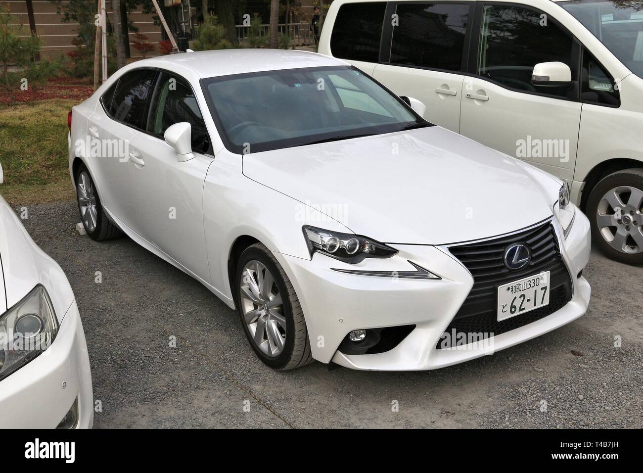 KYOTO, JAPAN - NOVEMBER 26, 2016: Lexus GS mid-size luxury car parked in Kyoto, Japan. There are approximately 68.9 million cars registered in Japan. Stock Photo