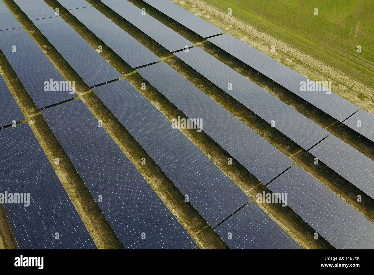 Large solar system for solar energy from above in summer Stock Photo ...