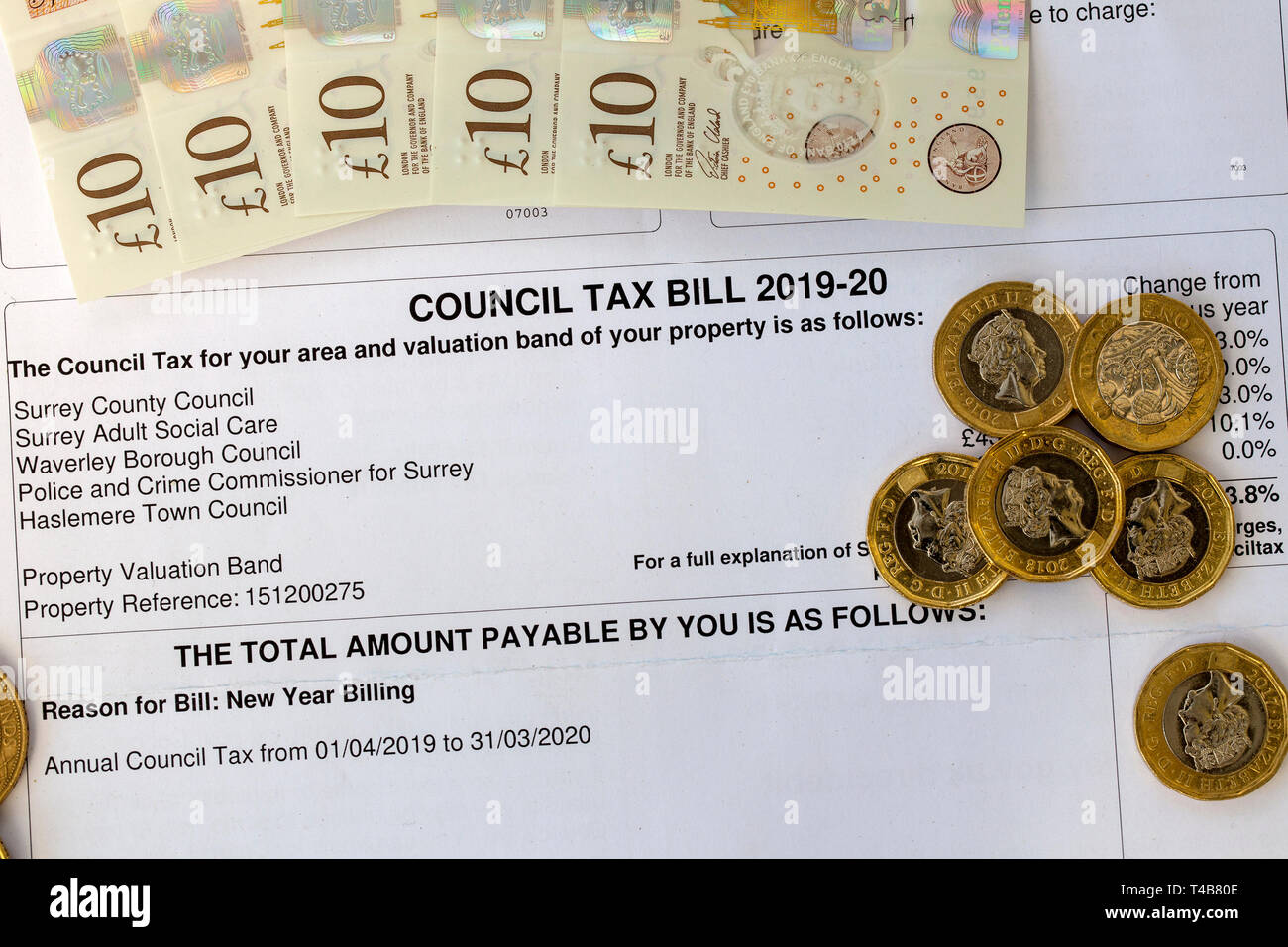 Council Tax bill 2019-20 Stock Photo