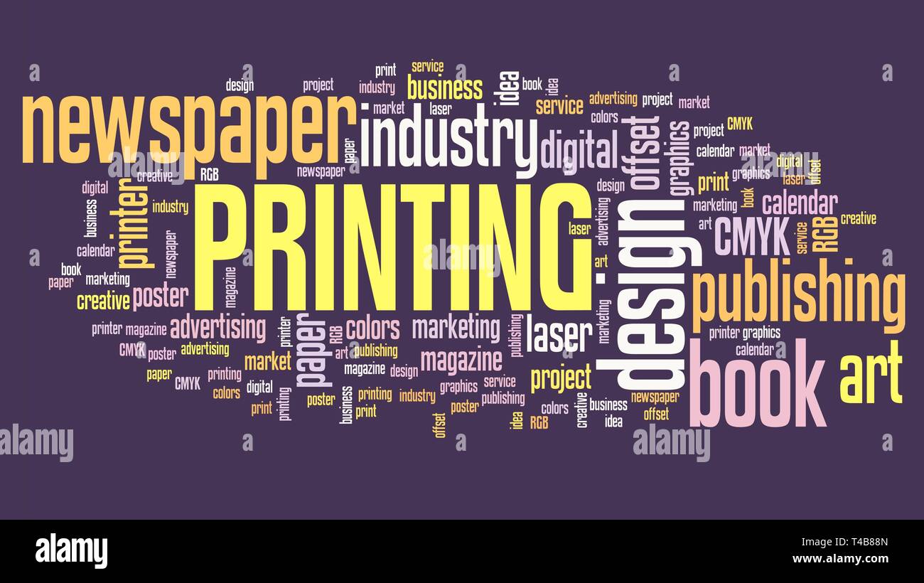 Printing industry concept press print business word cloud Stock Photo
