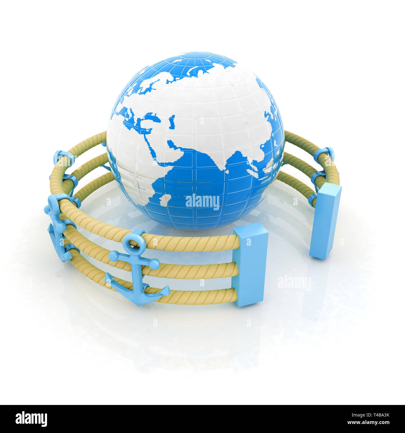 Design fence of anchors on the ropes and Earth in the center Stock ...