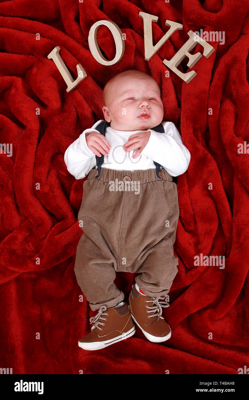1 week old baby boy Stock Photo
