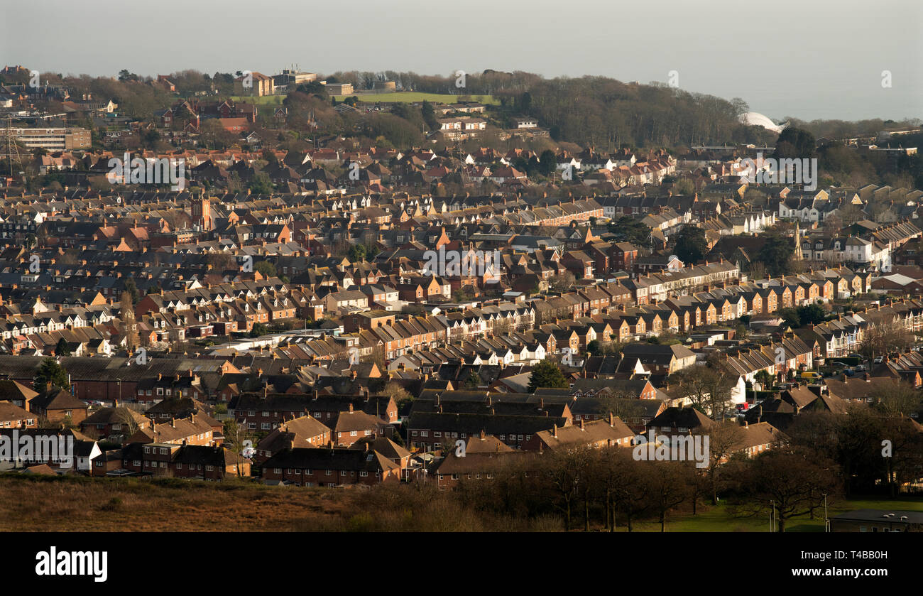 Housing in Folkestone Kent England March 2019 Victorian and later houses in the Cheriton area of