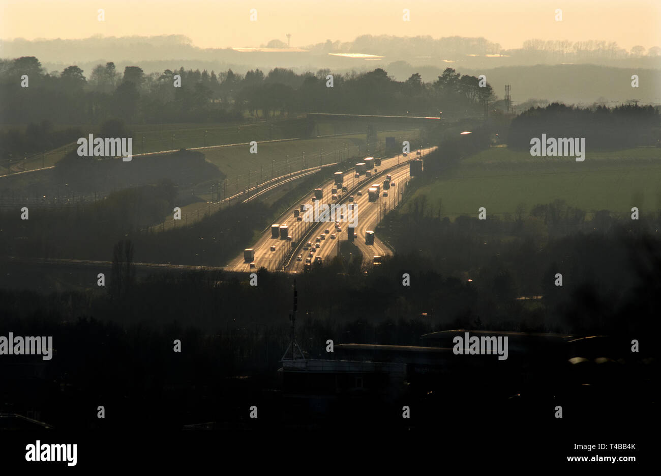 M20 Motorway near the EurotunnelChannel Tunnel entrance in Kent England. March 2019 Stock Photo