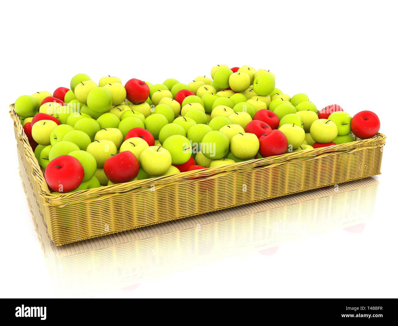Wicker basket full of apples isolated on white Stock Photo - Alamy