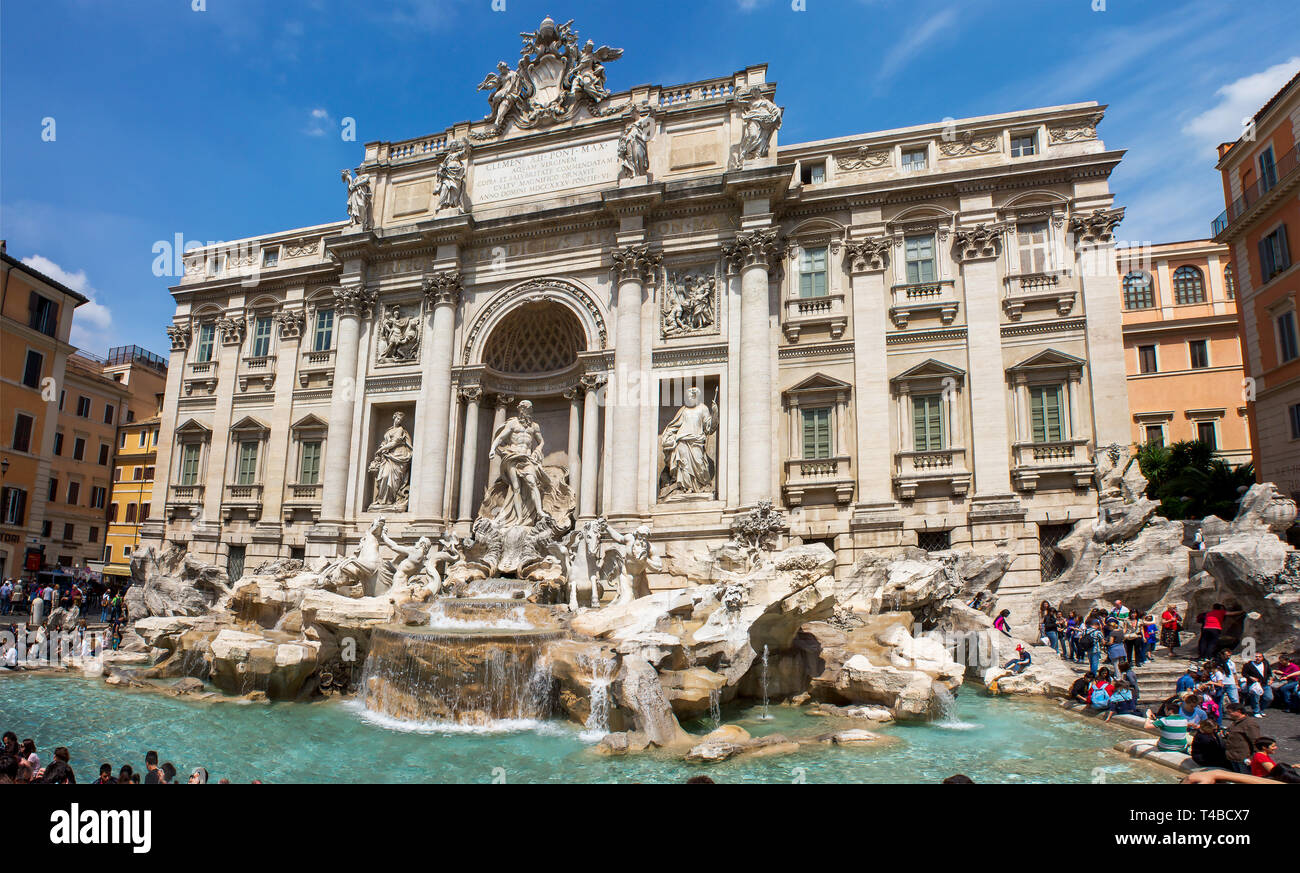 Trevi fountain, Rome, Italy. The Trevi fountain is baroque architecture ...
