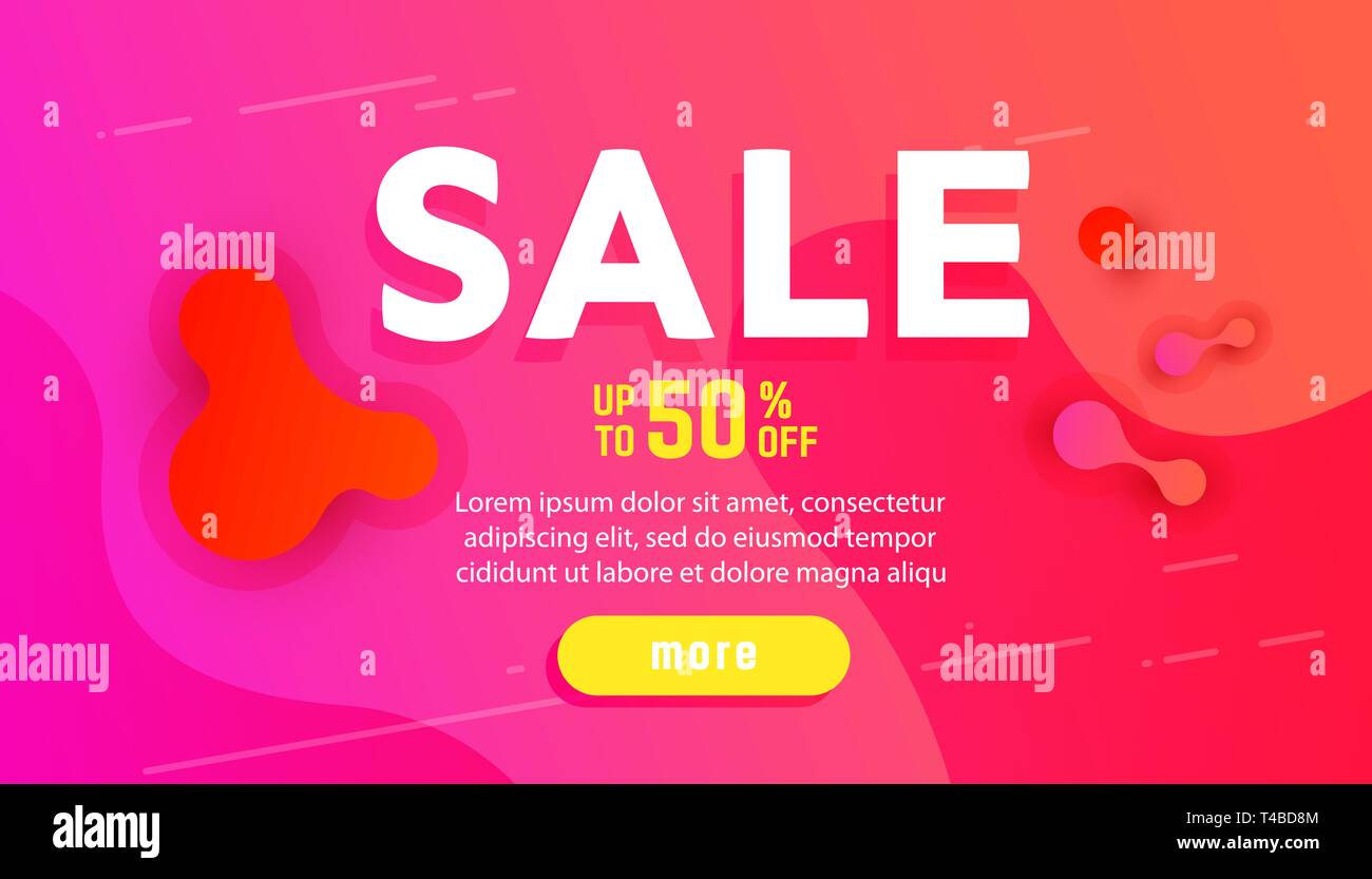 Sale Banner With Abstract Dynamic Wavy Liquid Gradient Vector