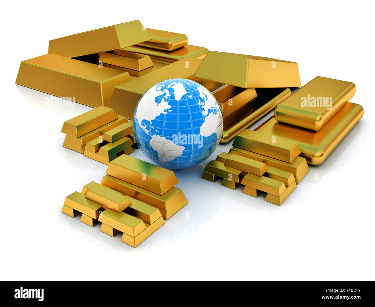 Earth and gold bars Stock Photo Alamy