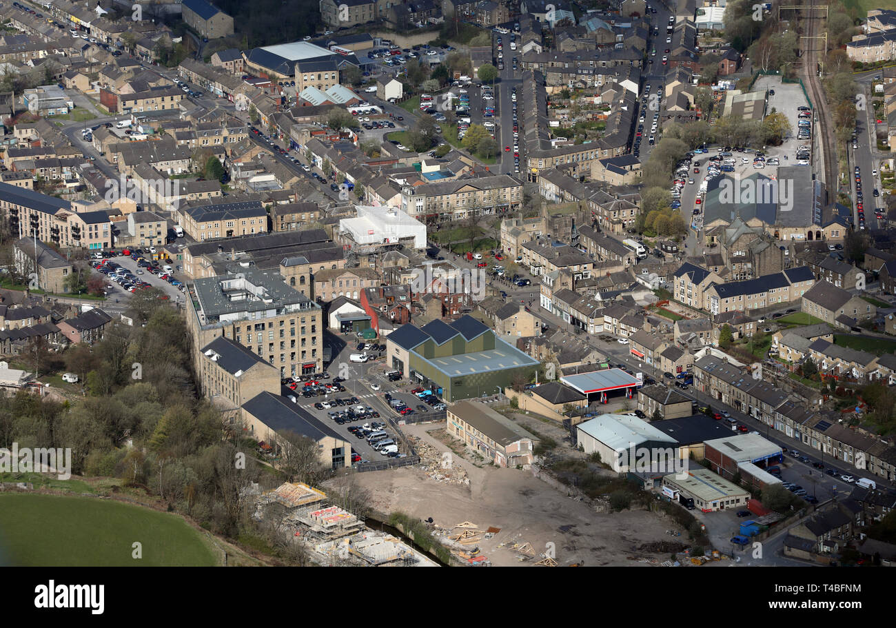 aerial view of Glossop town centre Stock Photo