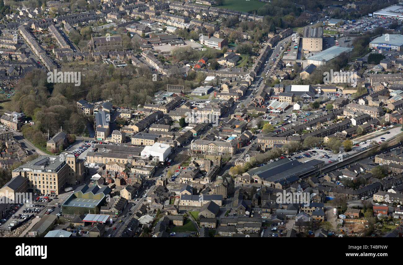 aerial view of Glossop town centre Stock Photo