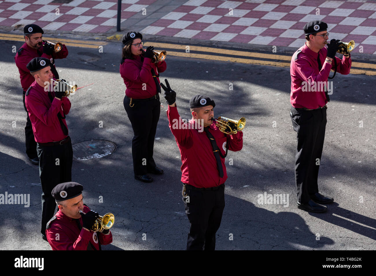 Marching band of trumpets and drums the Pasión de Los Niños